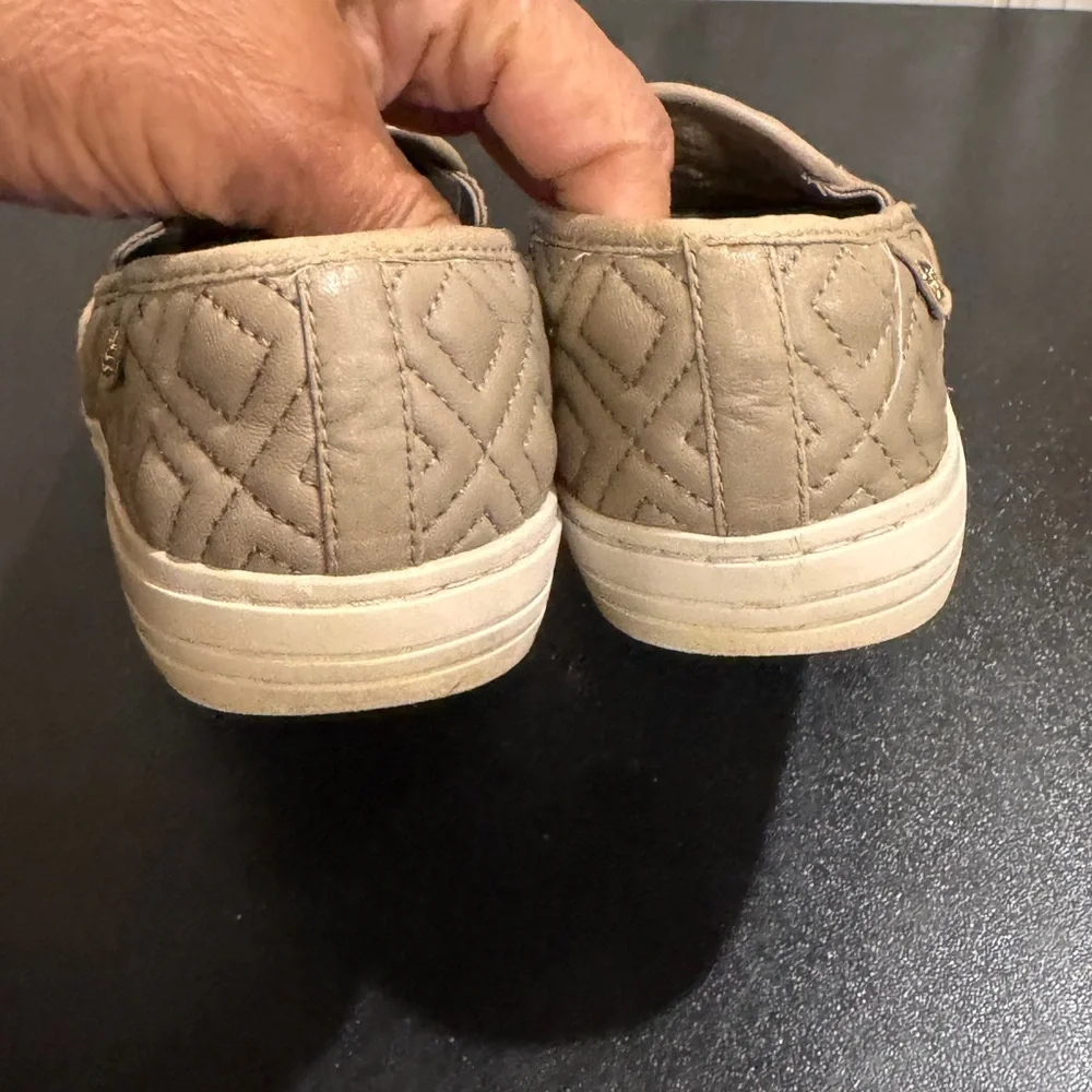 Tory Burch taupe Quilted Slip-On leather Sneakers